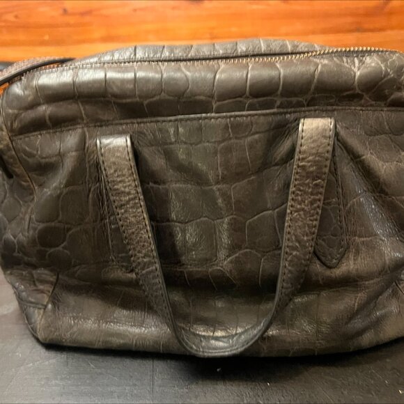 Fossil Women's Croc Skin Satchel Purse Handbag - Picture 3 of 6